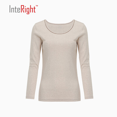 

INTERIGHT Women Big Round Collar Shirt Gray Stripe