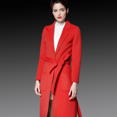 

2017winter and new hand sewing double sided cashmere coat women lengthened wool coat windbreaker