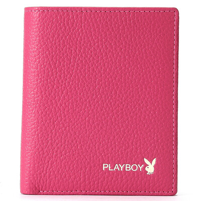 

Playboy playboy ladies wallet short fashion simple cross section purse multi-function driver card holder Korean version PAE1563-7R3 pink