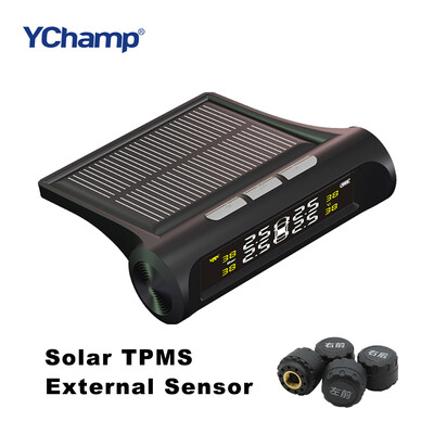 

YChamp Smart Car TPMS Система контроля давления в шинах Зарядка от солнечной энергии Цифровой ЖК-дисплей Автосистемы безопасности