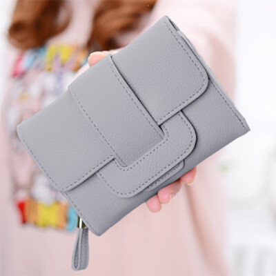 

2017 wallet female three fold short paragraph Korean version of the lychee pattern of women's change bit multi-function buckle wal
