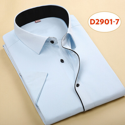 

Business Style Men Shirt Fashion Short Sleeve Solid Color Spring Autumn Slim