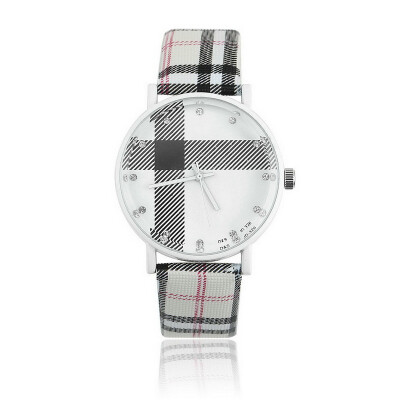 

Fashion Plaid Leatheroid Watch Women Men's Sport Casual Quartz Wristwatch