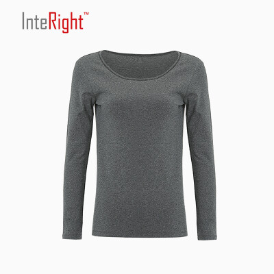 

INTERIGHT Women Big Round Collar Shirt Gray Stripe