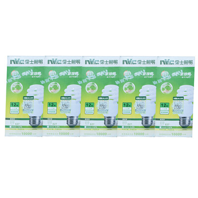 

NVC Energy Saving Lamp E27 Large Spiral 5 Pack 12W6500K Daylight White