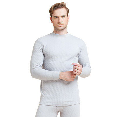 

Red bean underwear mens autumn clothes long pants soft cotton in the high collar thick air layer warm set 203 silver gray 17095