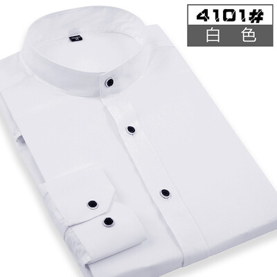 

Business Casual Youth Men Long Sleeve Shirt Spring Autumn Solid Color Silm Fit