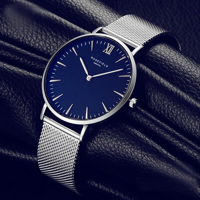 

New Fashion Men Watches Top Brand Luxury Stainless Steel Mesh Band Blue Watch Business Quartz Watch