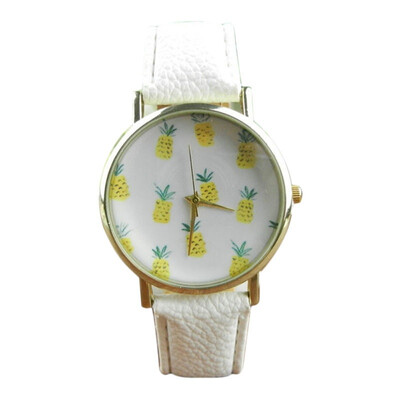 

Fashion Bolong Pineapple Pattern Leather Band Analog Quartz Vogue Women Wrist Watch