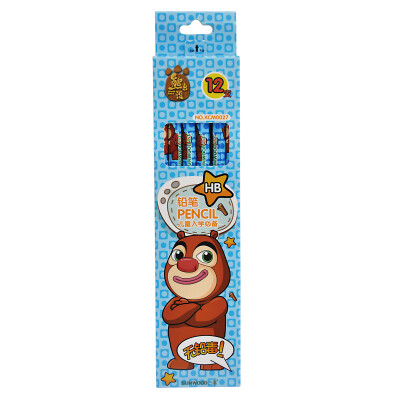 

Sanmu SUNWOOD Bear Infested Cartoon HB Sketch Drawing Pencil Blue Hexagon Rod 12 Pack XCM0027 Student Stationery