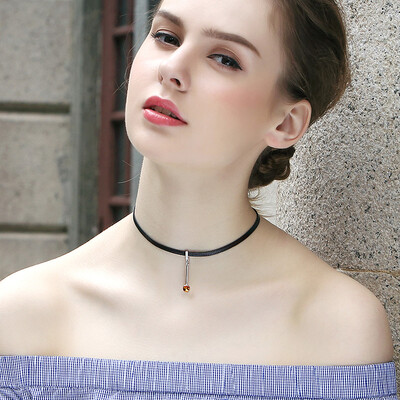 

Lelady velvet Choker necklace Black chain necklaces short neck chain velvet collar