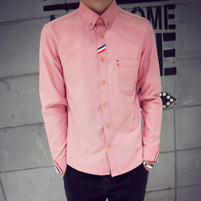 

Men Casual Shirt Fashion Long Sleeve Solid Color Spring Autumn Slim