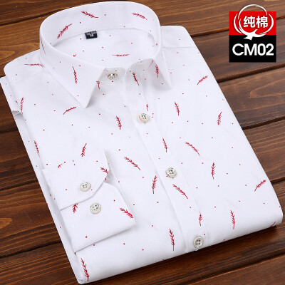 

Business Youth Men Long Sleeve Shirt Spring Autumn Silm Fit Printing Floral