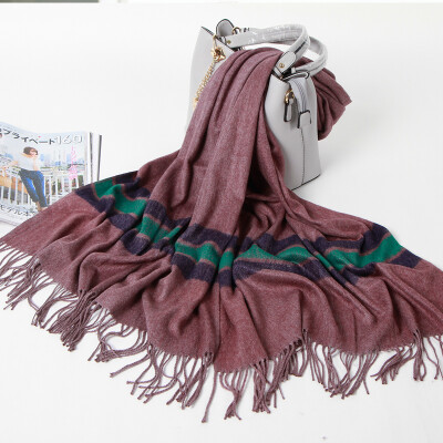 

Lan Shiyu W0381 Scarf Womens Winter Increase Warm Korean Blend Fringe Bib Dark Purple