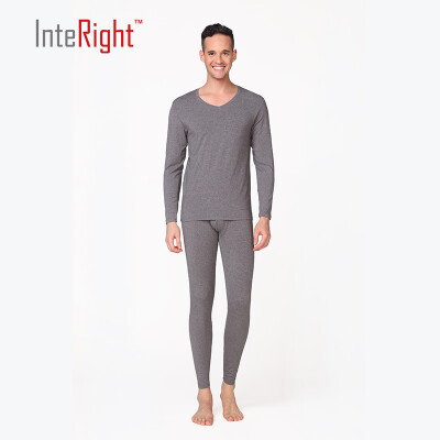 

INTERIGHT Qiu Qiu Qiu pants male Modal cotton V-neck thermal underwear basic set deep horse gray XXL