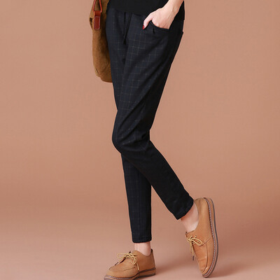 

City plus CIYPLUS 2017 autumn&winter new women&39s casual wild haul pants lattice plus velvet thick pants CWKX179160 dark lattice