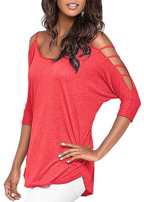 

Mooncolour Womens Hollow Out Casual Loose Solid Blouse Tops