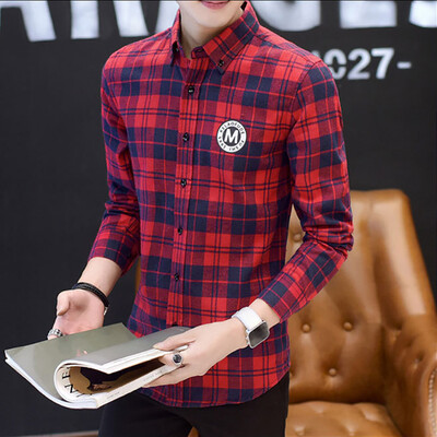 

2017 autumn new men's casual fashion shirt youth free hot spell casual casual long-sleeved shirt