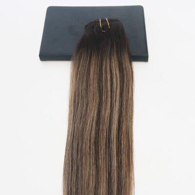 

14-24" 7pcs 120Gram Ombre Balayage Color 2327 Brazilian Hair Extensions Full Set Clip On Hair Extensions 100 Human Hair