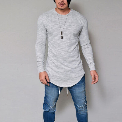 

New Men Casual T Shirt Cotton Long Sleeve O-Neck Silm Fit T-shirt Mens Fashion Solid Color Tshirt Mens Clothing -3XL