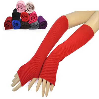 

Autumn winter warm exposed cashmere gloves hand care wrist long arm half finger gloves