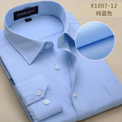 

Men Long Sleeve Shirt White Collar Fashion Profession Solid Color Spring Autumn