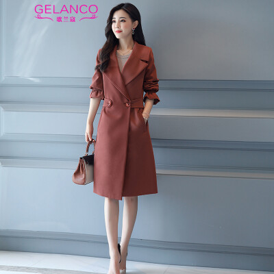 

GELANCO 2017 autumn new lady fashion Trench coat long Outerwear