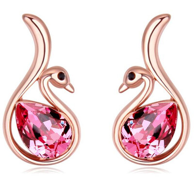 

Серьги австрийского хрустального стакана для женщин Розовый золотой цвет Серьги Rhinestone Fashion Jewelry Friendship Party Gift .21449