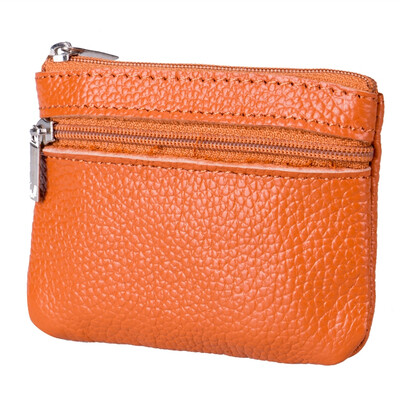 

Men Women Soft Card Coin Key Holder Zip Genuine Leather Wallet Pouch Bag Purse
