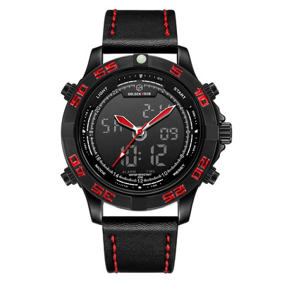 

New Model Luxury Brand Men Analog LED Digital Quartz Waterproof Leather Sports Watches Mens Army Military Watch Man Quartz Cloc