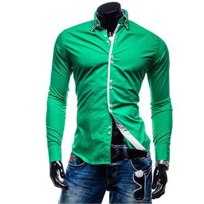

Men Shirt Luxury Brand 2017 Male Long Sleeve Shirts Casual Solid Multi-Button Hit Color Slim Fit Dress Shirts Mens Hawaiian