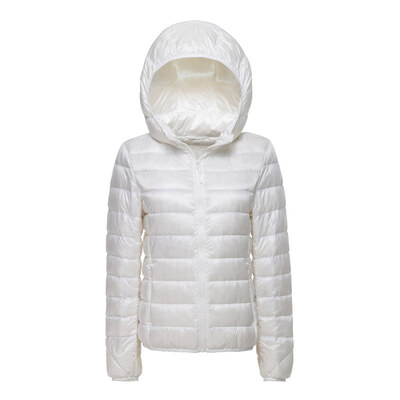 

2017 new winter women's ultra-thin down jacket short jacket coat hood size Slim