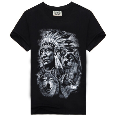 

Men's Black 3D Graphics Printed Rock Skull Pattern Short Sleeve T-Shirt Top Tee Shirt -XXXLAmerican Indian