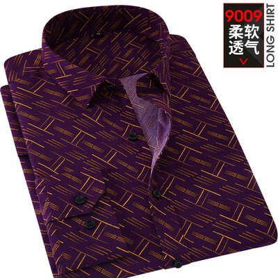 

Men Casual Long Sleeve Shirt Spring Printing Fashion Silm Fit