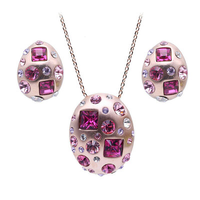 

Yoursfs Silver Color Half Ball Crystal Pendant Necklace and Earring Women Party Jewelry Sets