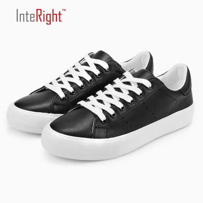 

INTERIGHT ladies fashion leather low lace-up casual shoes