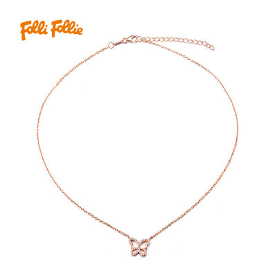 

Folli Follie Ms. Fuli Li SILVER BUTTERFLY series rose gold butterfly necklace 3N16S040RC