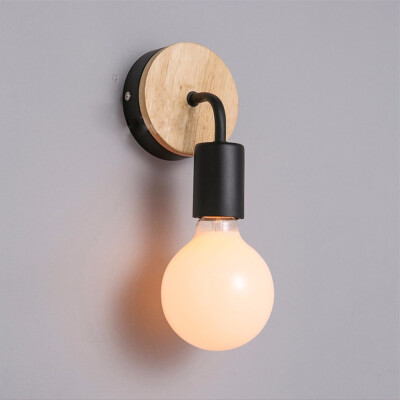 

BOKT Industrial Wall Sconces 1-Light Wall Lamp Simple Sconces wall Lighting Use E26 Bulb Black Metal Finish