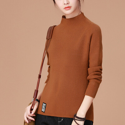 

City plus CITYPLUS 2017 winter new style of women retro retro irregular thick knit sweater wild half-high collar collar sweater CWYC179561 soil yellow