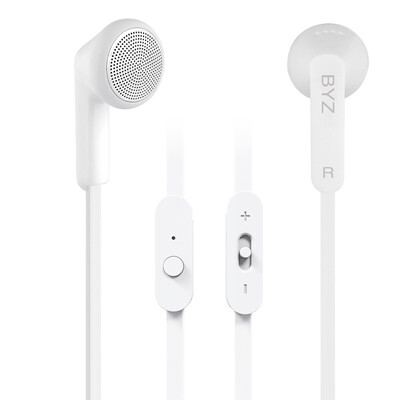 

BYZ S600 Stereo Wire Control Flat Earphone Mobile Phone Headset White