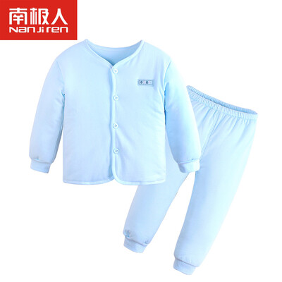 

Antarctic children&39s warm underwear suit autumn&winter thickening baby cotton wool underwear cardigan baby warm clothing pink blue 100 yards