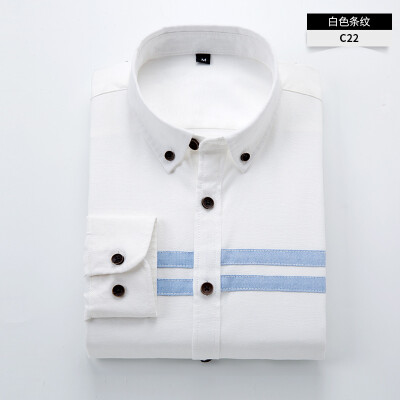 

Business Casual Men Long Sleeve Shirt Spring Autumn Silm Fit Cotton Stitching Solid Color Oxford Textile