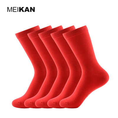 

MEIKAN Colorful Mid-calf Length Sock Cotton Long Sock Men Cheap Sox Box Knee Calcetines Unisex Compress Sock Running 5Pair/lot