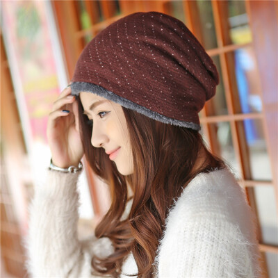 

Women's knitted autumn and winter thick knitted hooded cashmere fashion outdoor hip hop hat