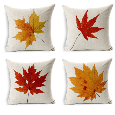 

Cotton Linen LeavesMaple Leaf Cushion Covers 18 x 18 Inch Sofa Fall Home Decor Throw Pillow Case Pillow Covers Set of 4