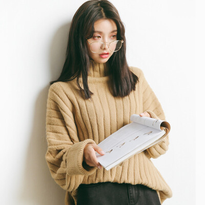 

City plus CITYPLUS 2017 winter new style women's clothing wild long-sleeved hedge loose thickening sweater sweater high-neck sweater CWYC179551 khaki all code