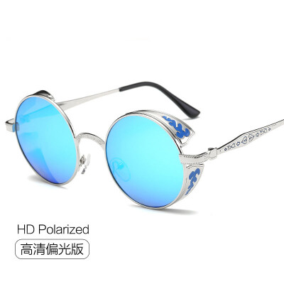 

2017 fashion new steam round lady polarized sunglasses big frame repair face color colorful fashion sunglasses women sunglasses