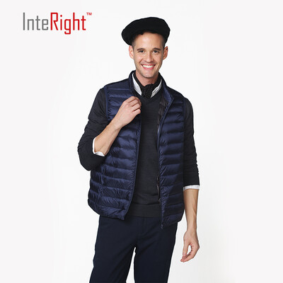 

INTERIGHT 90 white duck down men collar ultra-light portable feather vest gray blue  code