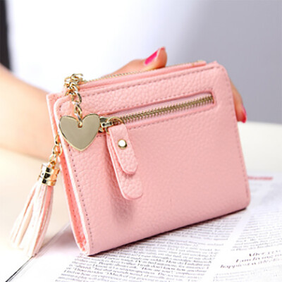 

2017 Korean version of the new cute purse small women fresh tassel zipper wallet short wallet