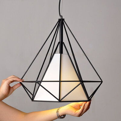 

BOKT Vintage Metal Pendant Lighting Diamond Lampshade Hanging Light Chandelier for Indoor Home Decoration